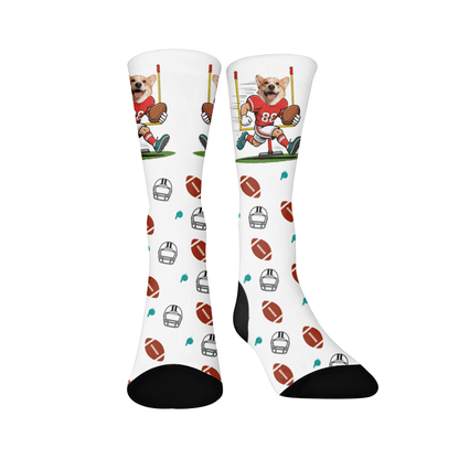 Chaussettes courtes à motif de chien footballeur - image 1