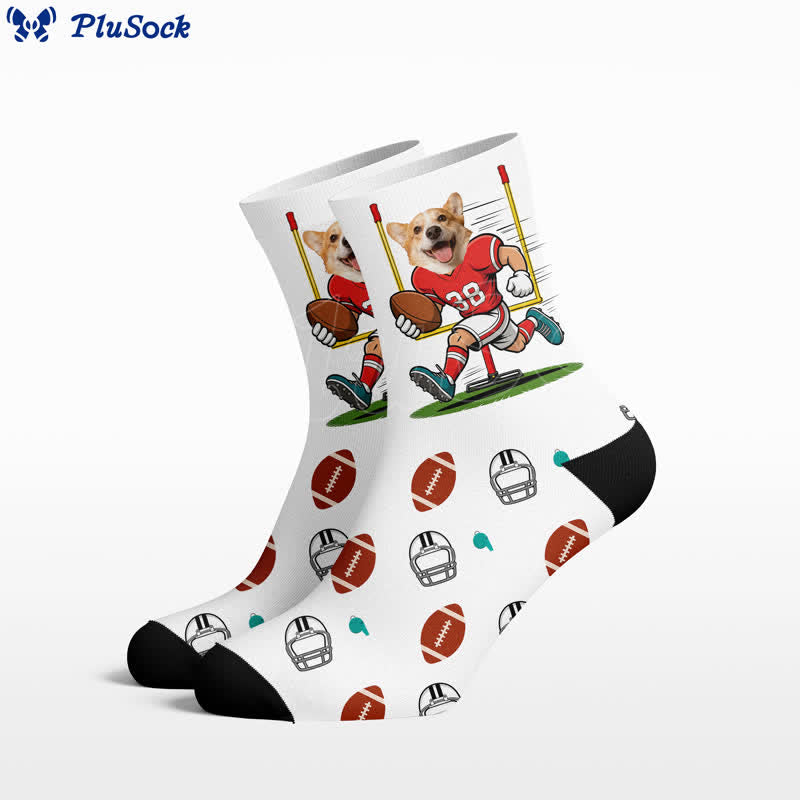 Chaussettes courtes à motif de chien footballeur - Blanc - EU37-44(US4-10) - image 0