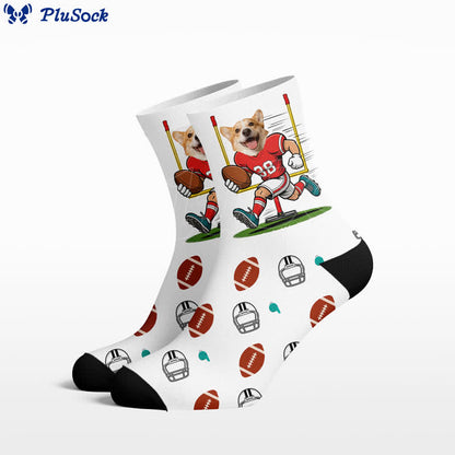 Chaussettes courtes à motif de chien footballeur - Blanc - EU37-44(US4-10) - image 0