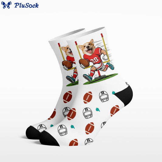 Chaussettes courtes à motif de chien footballeur - Blanc - EU37-44(US4-10) - image 0