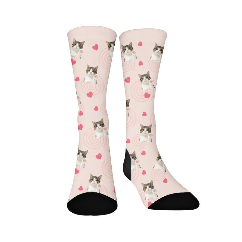 Chaussettes courtes chat cœur mignon - image 1