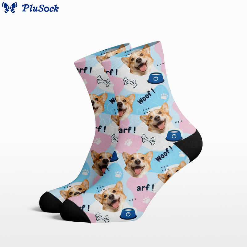 Chaussettes courtes mignonnes avec un chien - Bleu - EU37-44(US4-10) - image 0