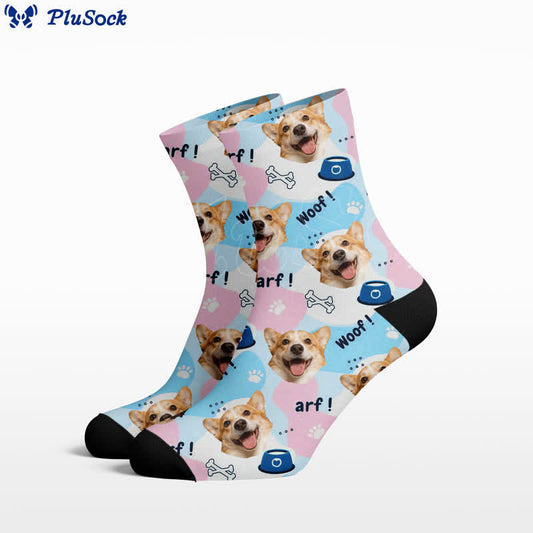 Chaussettes courtes mignonnes avec un chien - Bleu - EU37-44(US4-10) - image 0