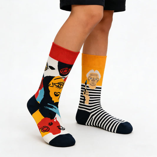 Chaussettes courtes en coton à motif abstrait - Orange - EU36-43 (US3-10) - image 0