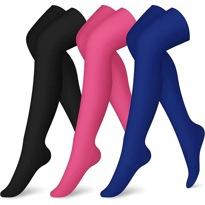 Chaussettes de compression montantes Fuchsia, bleu marine et noires (3 paires) - Multicolore - S/M - image 0