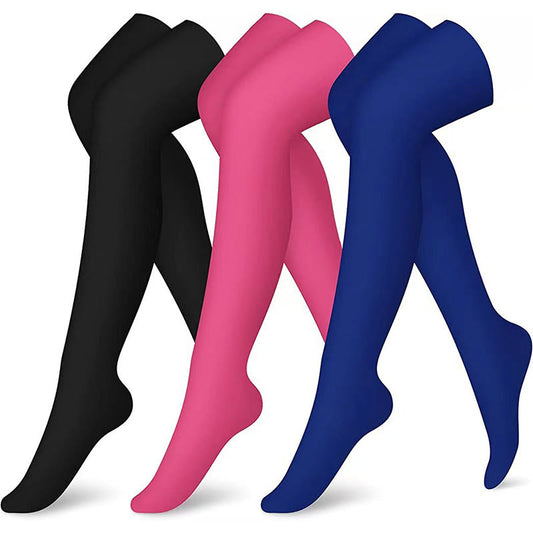 Chaussettes de compression montantes Fuchsia, bleu marine et noires (3 paires) - Multicolore - S/M - image 0