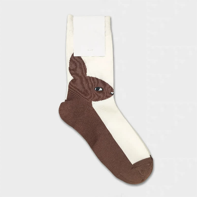 Chaussettes mi-mollet à blocs de couleur lapin de Pâques (3 paires) - Café - EU36-40(US3-7) - image 4