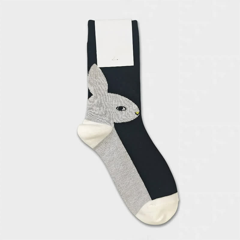 Chaussettes mi-mollet à blocs de couleur lapin de Pâques (3 paires) - Noir - EU36-40(US3-7) - image 3