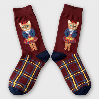 Chaussettes courtes à fleurs et chat mignon (3 paires) - image 6