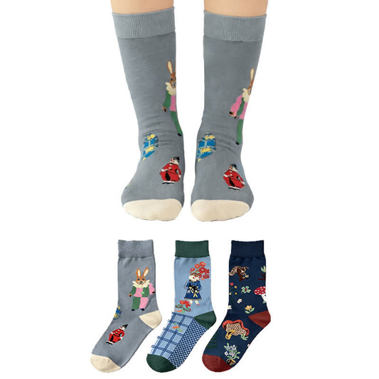 Chaussettes côtelées à motif champignons de Pâques (3 paires) - Multicolore - EU36-40(US3-7) - image 0