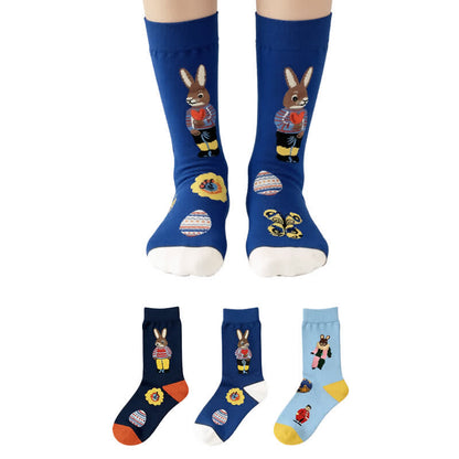 Chaussettes courtes à motif lapin de Pâques (3 paires) - Multicolore - EU36-40(US3-7) - image 0