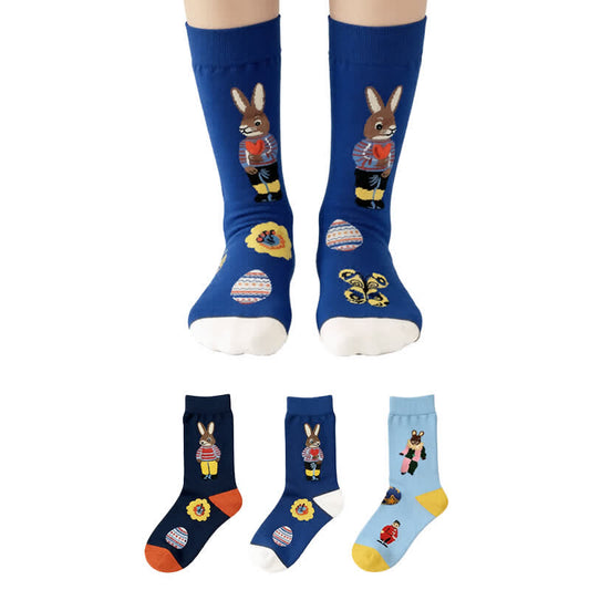 Chaussettes courtes à motif lapin de Pâques (3 paires) - Multicolore - EU36-40(US3-7) - image 0