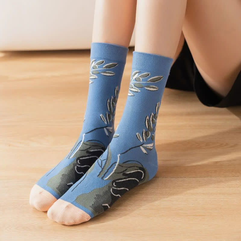 Chaussettes côtelées vintage à motif floral (4 paires) - image 6