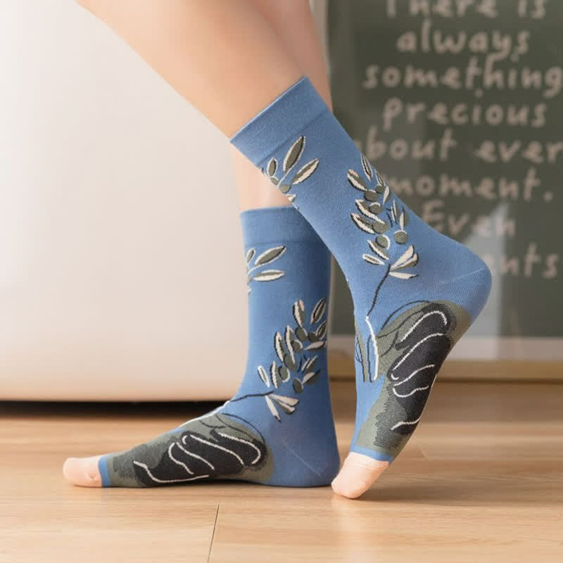 Chaussettes côtelées vintage à motif floral (4 paires) - image 5