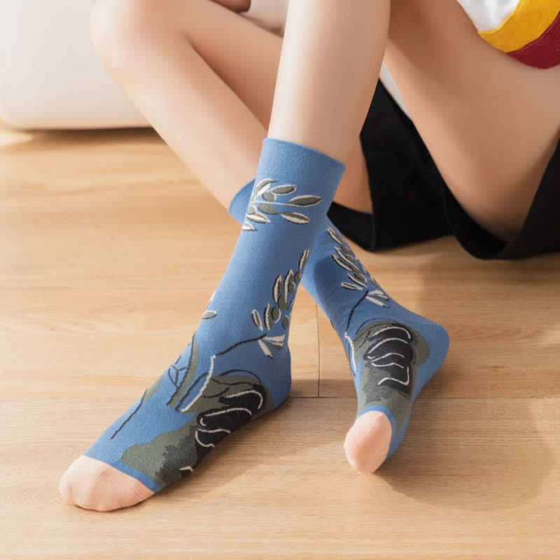 Chaussettes côtelées vintage à motif floral (4 paires) - image 1