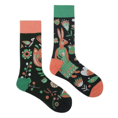 Chaussettes courtes à fleurs et lapin de dessin animé - image 1