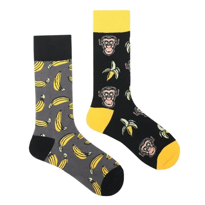 Chaussettes courtes à motif singe banane ludique - image 1