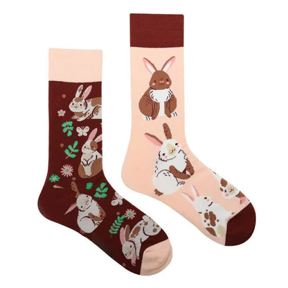 Chaussettes courtes mignonnes à fleurs et lapin - image 1