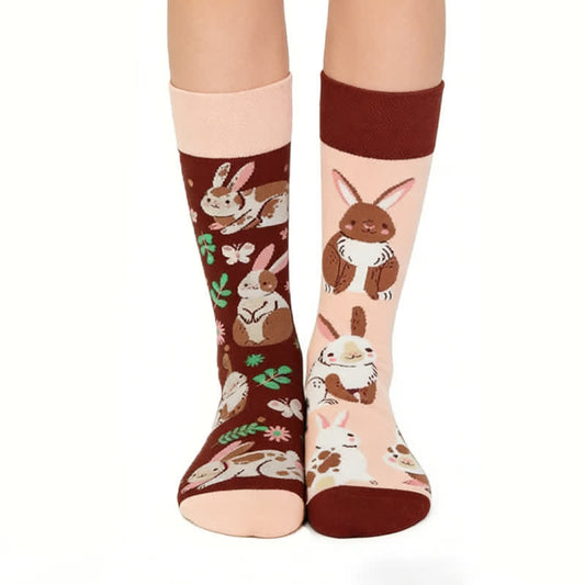 Chaussettes courtes mignonnes à fleurs et lapin - Rose - EU36-43(US3-9) - image 0