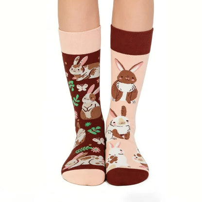 Chaussettes courtes mignonnes à fleurs et lapin - Rose - EU36-43(US3-9) - image 0