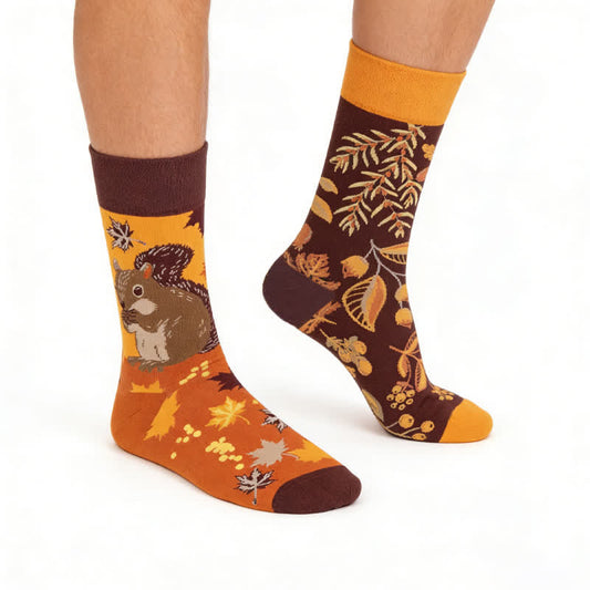 Chaussettes courtes à motifs d'écureuil d'automne - Orange - EU36-43(US3-9) - image 0