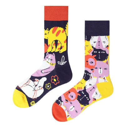 Chaussettes Fun Cat Cartoon Quarter - image 1
