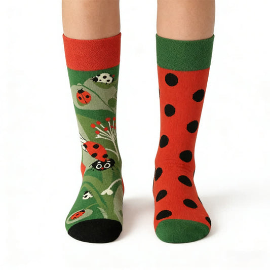 Chaussettes courtes à pois coccinelle - Vert - EU36-43(US3-9) - image 0