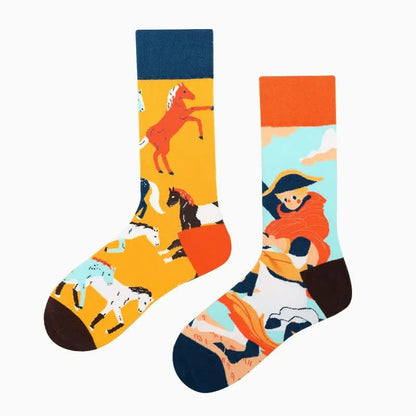 Chaussettes fantaisie pour chevaux - Orange - EU36-43(US3-9) - image 1