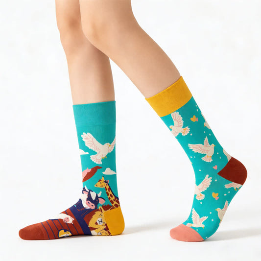Chaussettes à motifs d'animaux ludiques - Vert - EU36-43(US3-9) - image 0