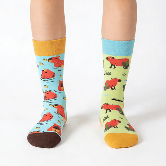 Chaussettes courtes mignonnes à motif capybara - Bleu - EU36-43(US3-9) - image 0
