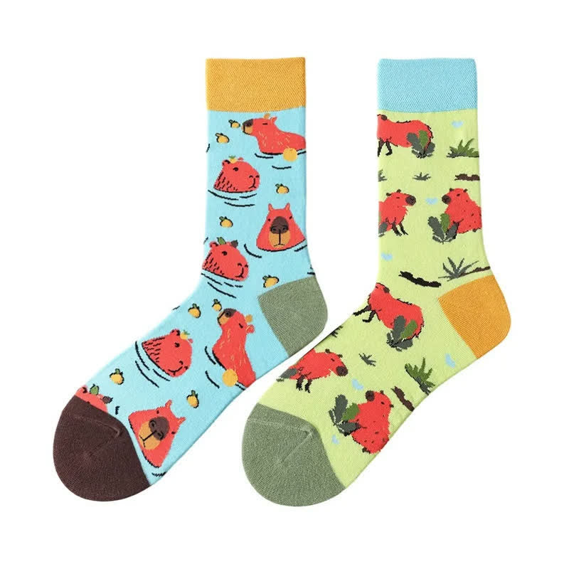 Chaussettes courtes mignonnes à motif capybara - image 1