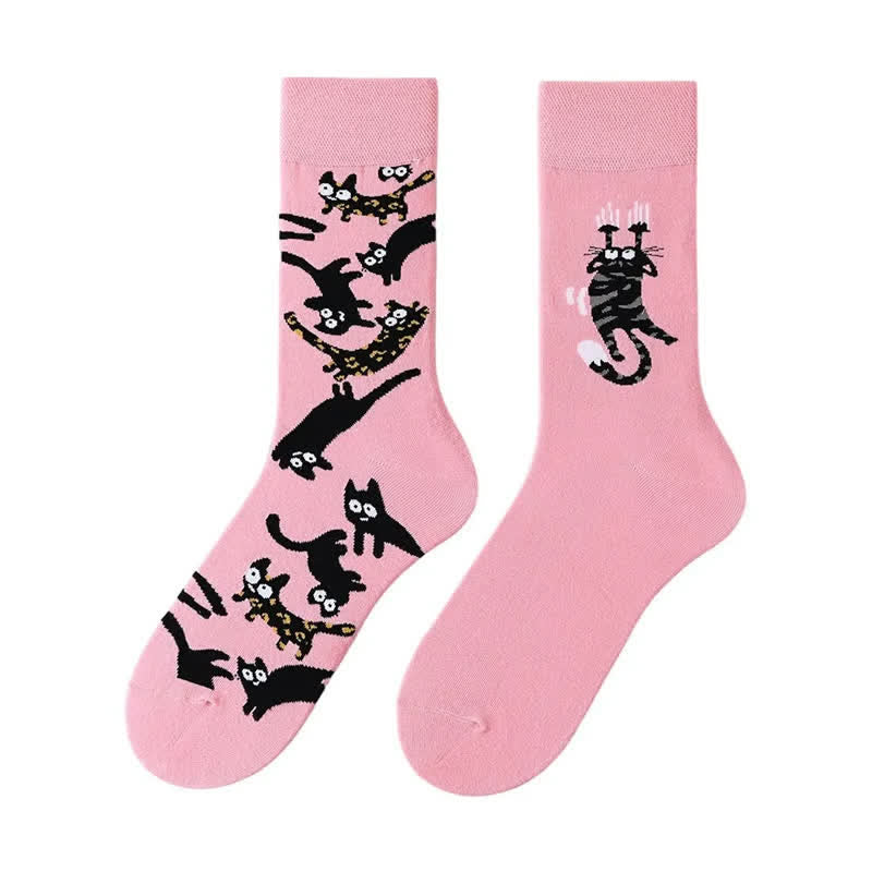 Chaussettes courtes mignonnes avec un chat de dessin animé - image 1