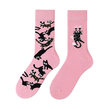 Chaussettes courtes mignonnes avec un chat de dessin animé - image 1