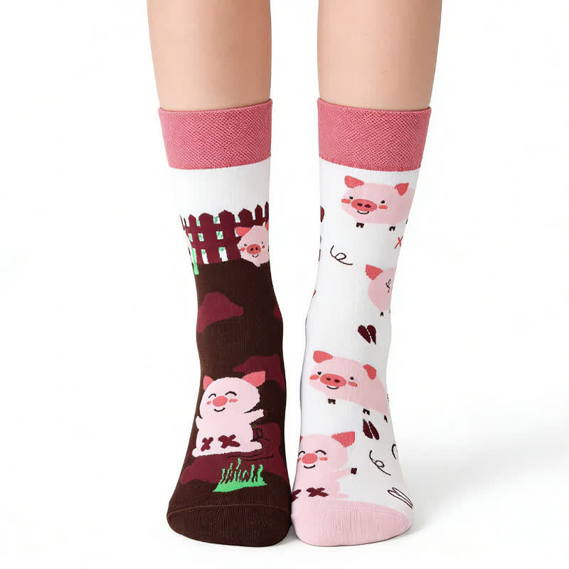 Chaussettes mignonnes en forme de cochon - Rose - EU36-43(US3-9) - image 0
