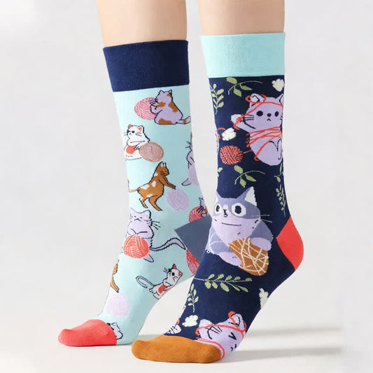 Chaussettes courtes Cartoon Cat - Bleu - EU36-43(US3-9) - image 0