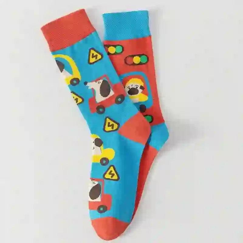 Chaussettes rayées colorées de style dessin animé (5 paires) - image 1