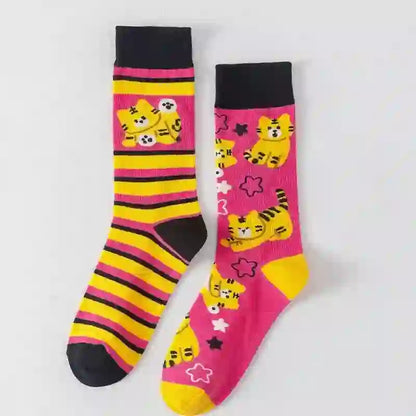 Chaussettes rayées colorées de style dessin animé (5 paires) - image 4