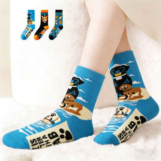 Chaussettes courtes à motifs animaux amusants (3 paires) - Multicolore - EU38-45 (US5-11) - image 0