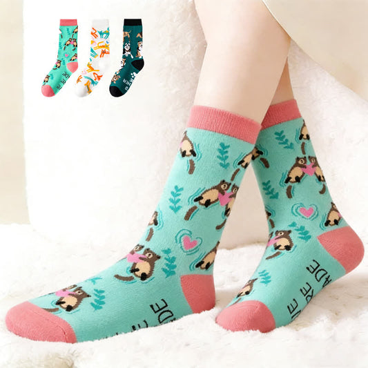 Chaussettes courtes mignonnes avec des animaux de dessin animé (3 paires) - Multicolore - UE38-45(5-11) - image 0