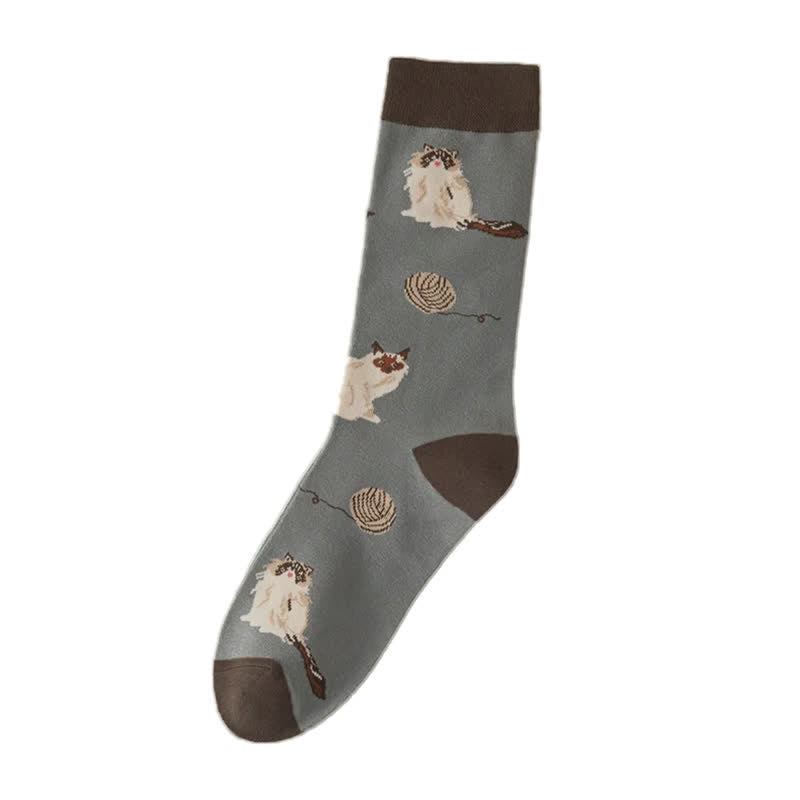 Chaussettes courtes à motif chat mignon (5 paires) - image 5