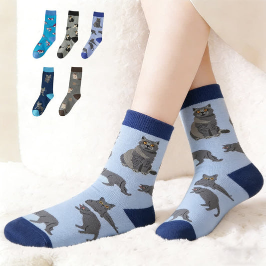 Chaussettes courtes à motif chat mignon (5 paires) - Multicolore - EU37-46 (US4-12) - image 0