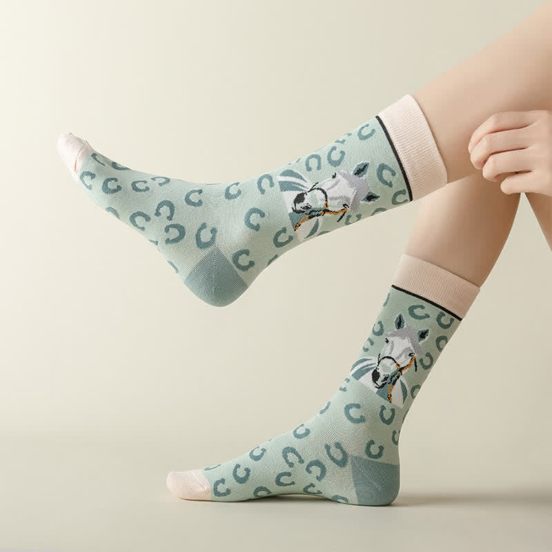 Chaussettes courtes à motif cheval de dessin animé (3 paires) - image 4