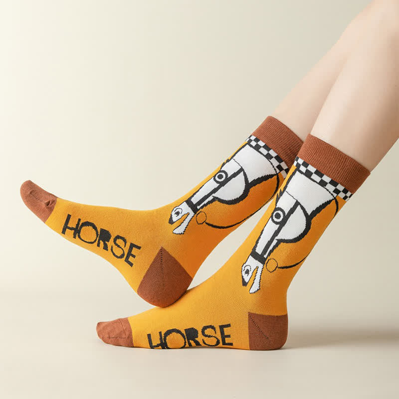 Chaussettes courtes à motif cheval de dessin animé (3 paires) - image 3