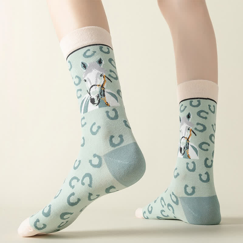 Chaussettes courtes à motif cheval de dessin animé (3 paires) - image 1
