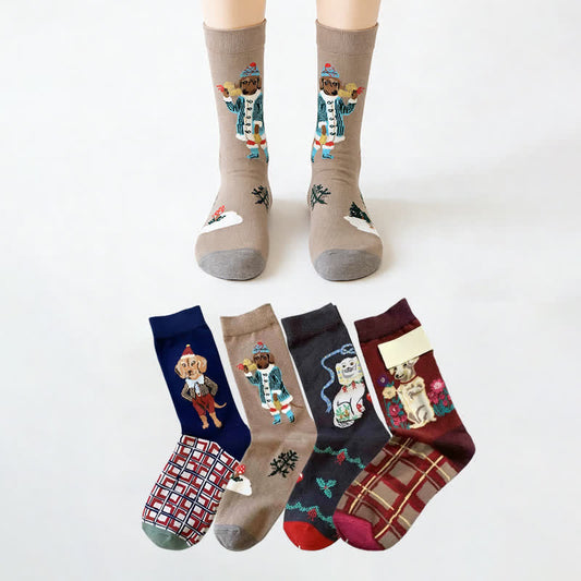 Chaussettes rétro mignonnes pour chiens (4 paires) - Multicolore - EU36-40(US3-7) - image 0