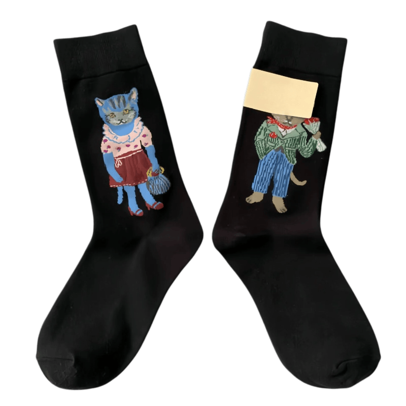 Chaussettes rétro chat dessin animé (3 paires) - image 3