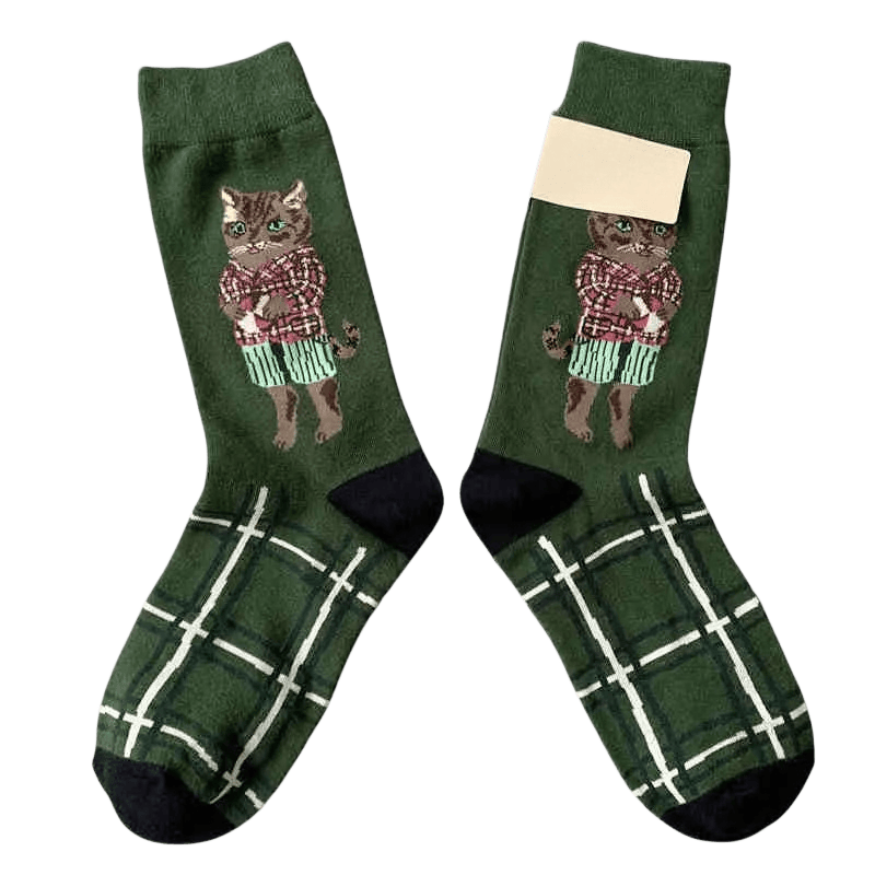 Chaussettes rétro chat dessin animé (3 paires) - image 2