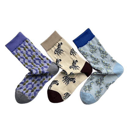 Chaussettes à motif zèbre et fleurs en treillis (3 paires) - image 1