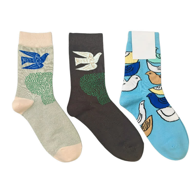 Colorful Bird Quarter Socks(3 Pairs) - image 1