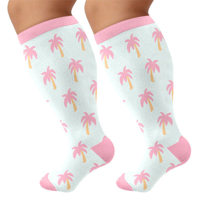 Chaussettes de compression Tropical Palm grandes tailles - Rose (1 paire) - 4XL - image 6